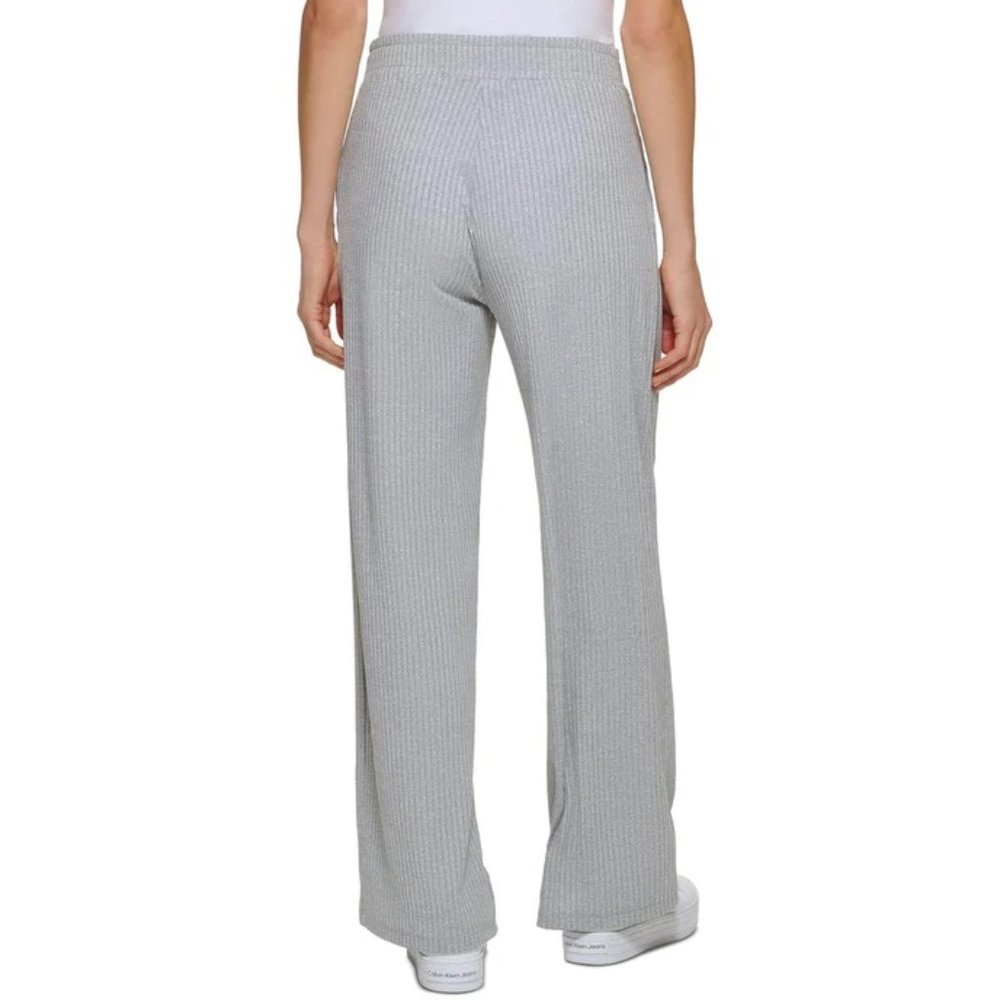 CALVIN KLEIN Women's Gray Ribbed Knit Wide Leg Pants - XL - NWT - NEW WITH TAGS - Picture 2 of 9
